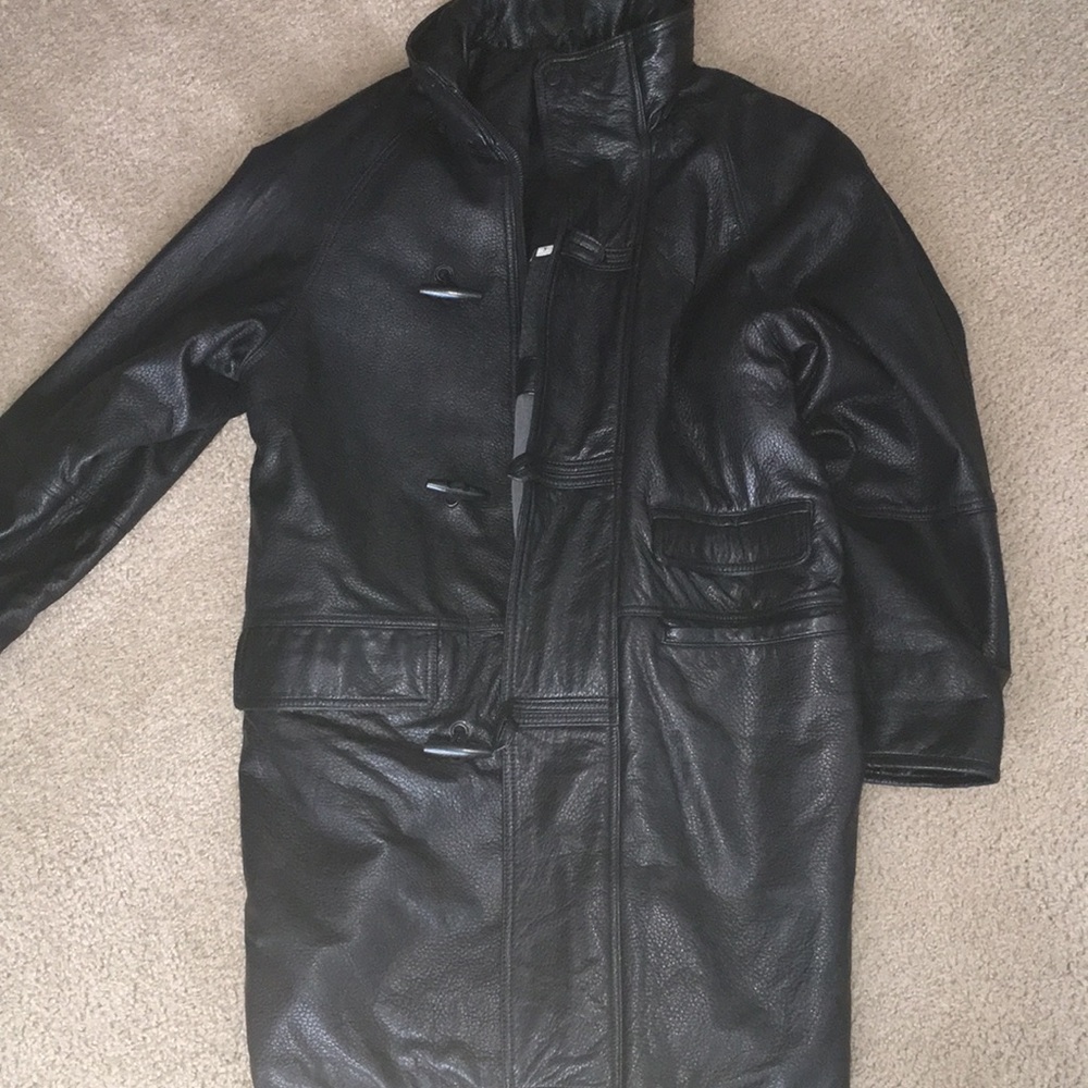 Coach Black Leather Toggle Coat